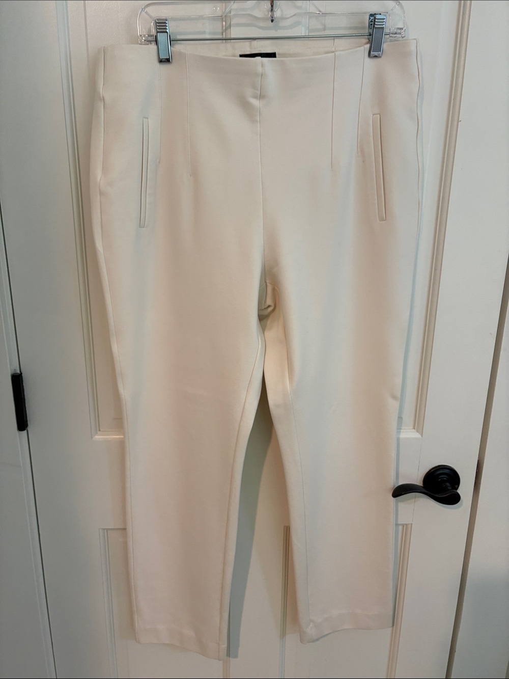 Rafaella Size XL Women's Cream Ponte Knit Pull-On Ankle Pants
